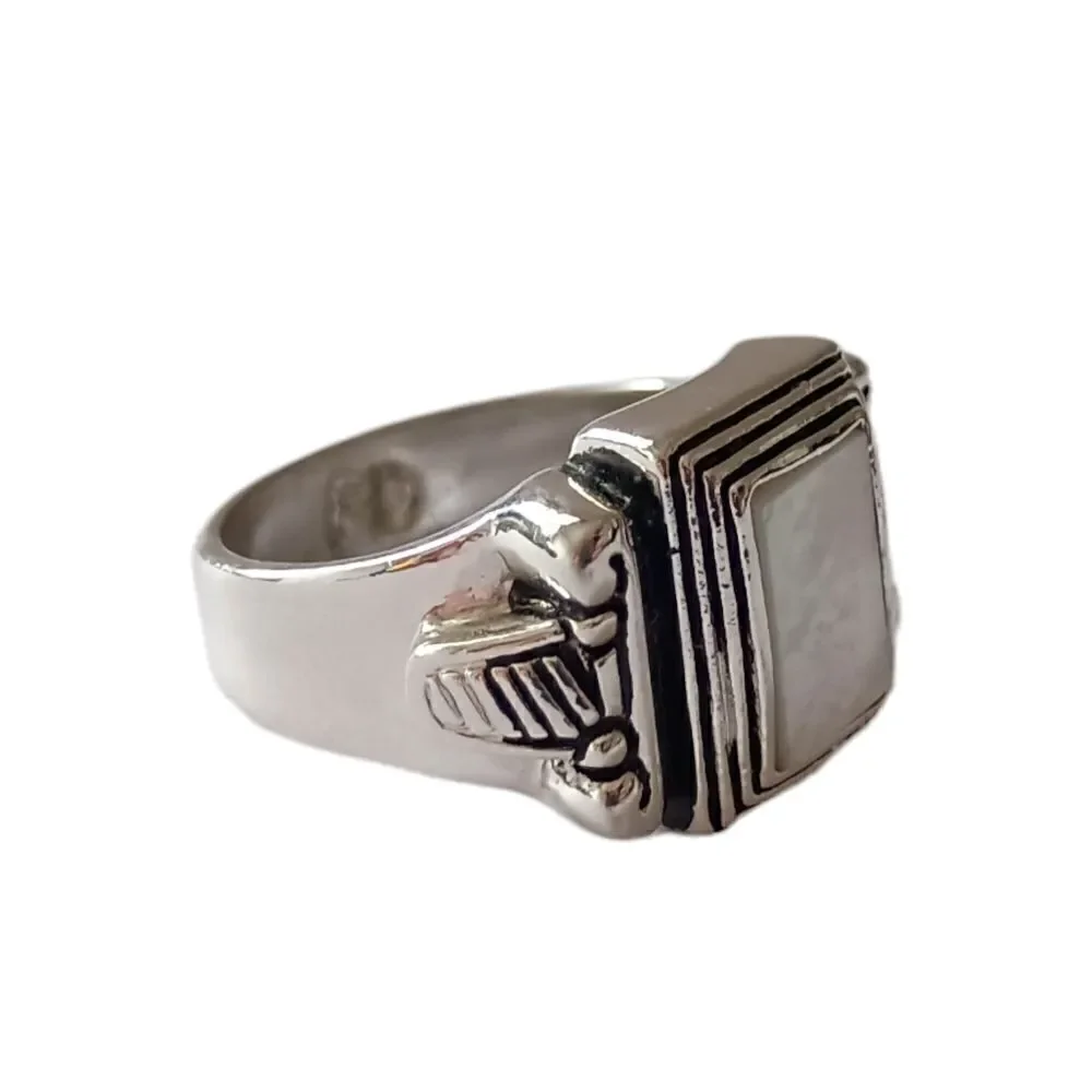 Premier Designs Abalone Ring 6.5 Park City Silver Tone Victorian Mother Of Pearl